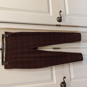 Burgundy plaid ponte leggings